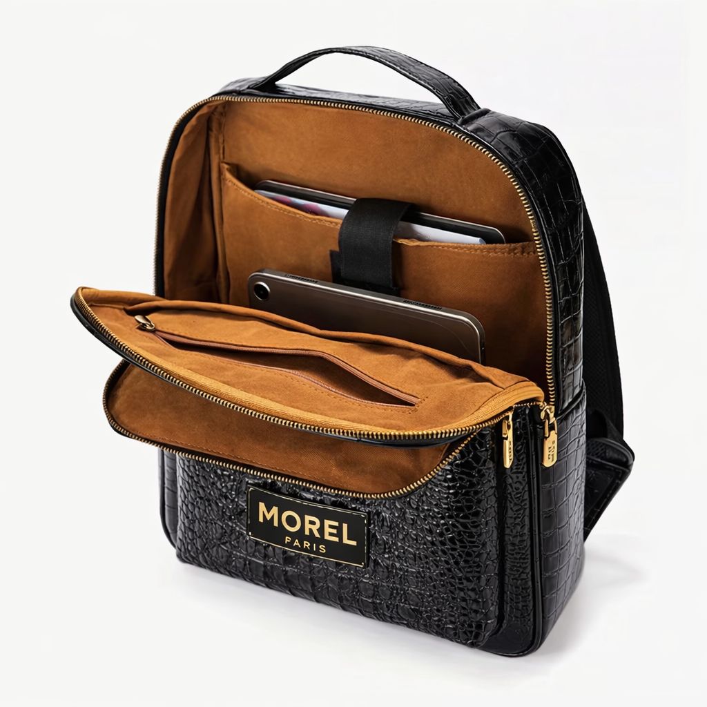 Morel Paris Black Crocodile Leather Backpack – Luxury Edition