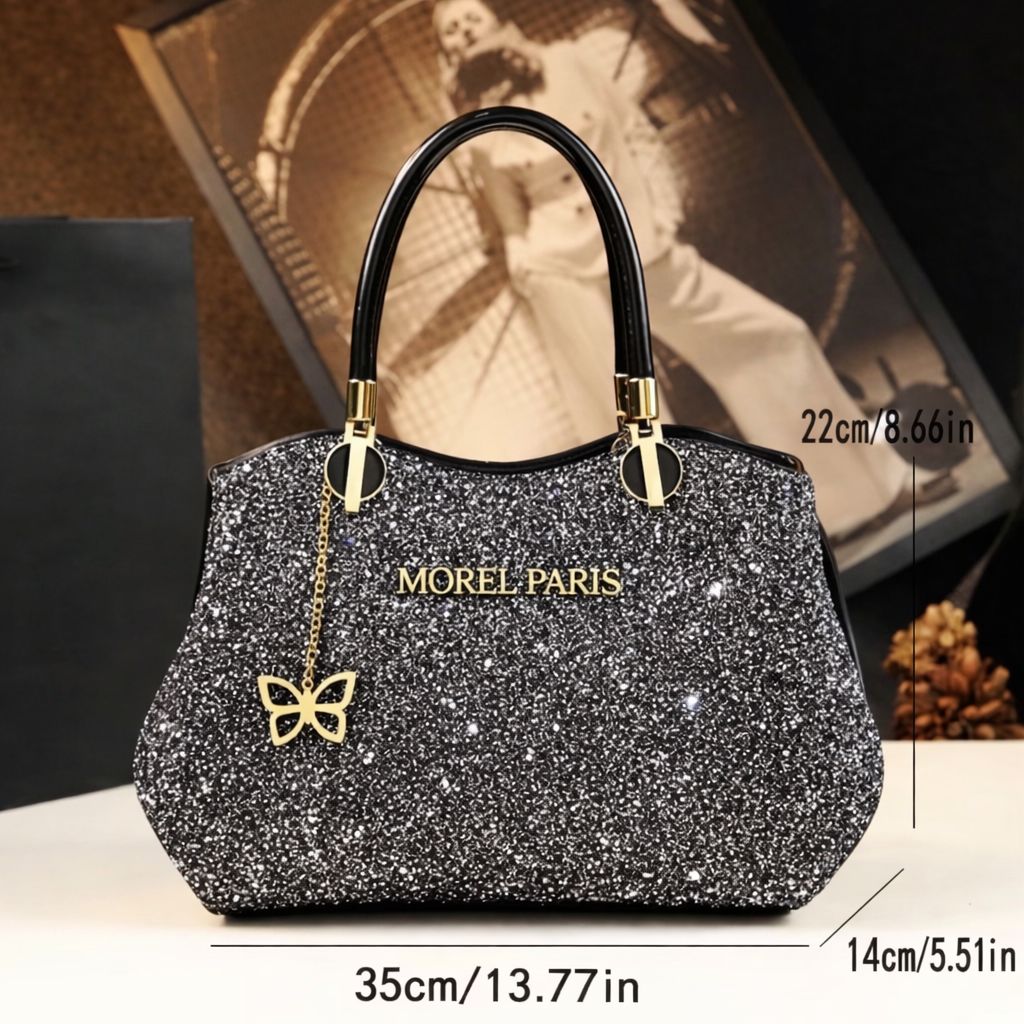 Bella Noir Handbag – Parisian Luxury Crocodile Style