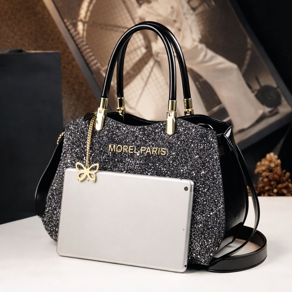 Bella Noir Handbag – Parisian Luxury Crocodile Style